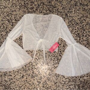 SHEIN White Lace Bell Sleeve Chemise